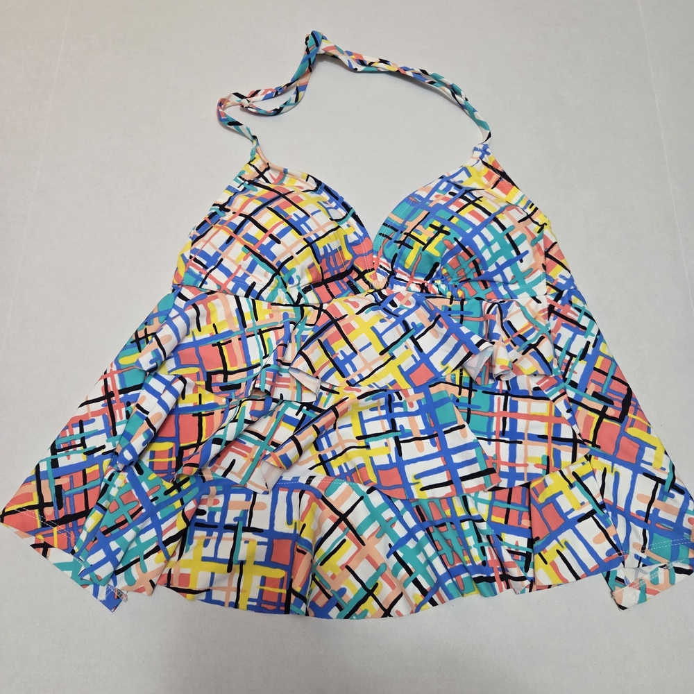Catalina Womens Multicolor Halter, Backless Swim Top EUC Size S (4-6)